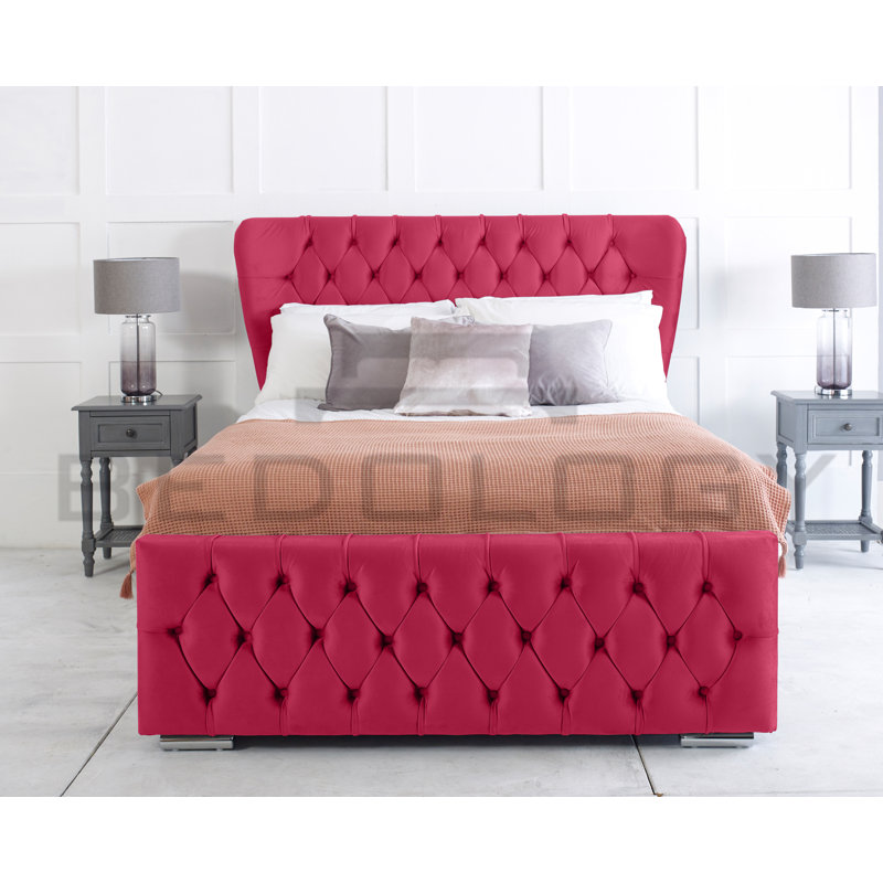 Cadnite Upholstered Storage Bed, Single (90x190cm), Dark Pink