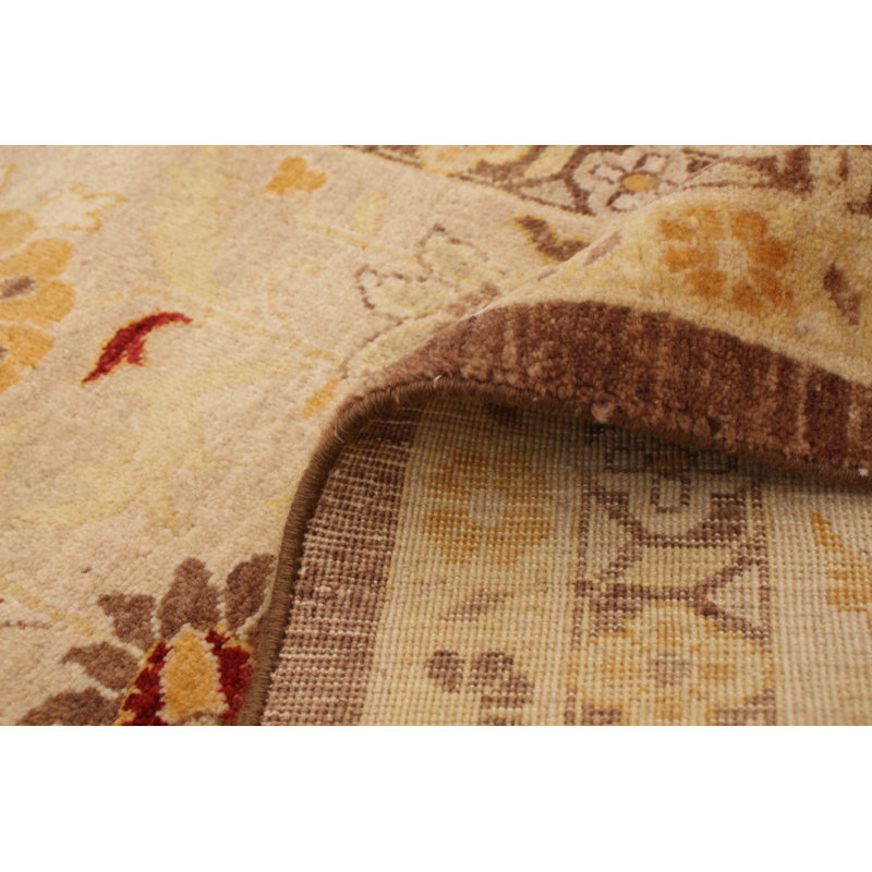 Tapis unique en laine noué à la main style nouvel âge Ushak brun de 8 pi 10 po x 12 pi 3 po Yaak