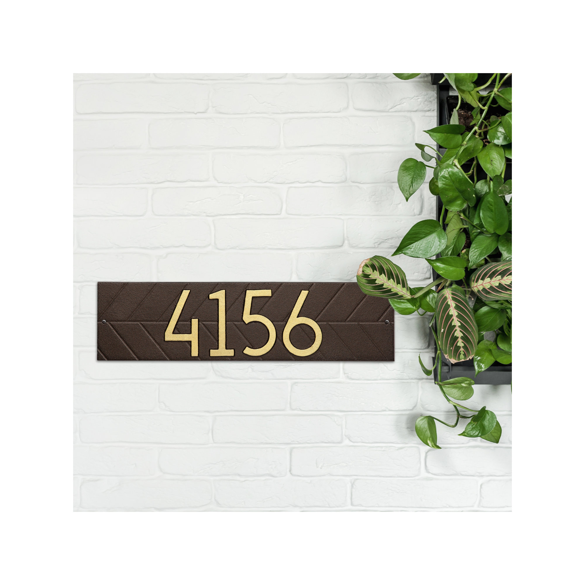 Mid-century Modern Herringbone Wall Plaque, Aged Bronze/Gold, Yes