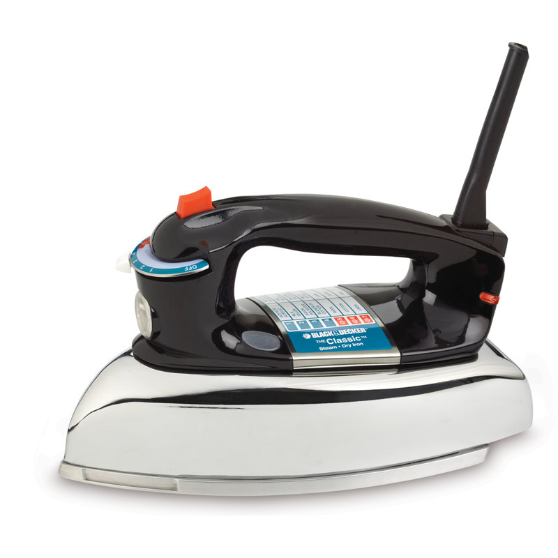Black and Silver Aluminum Soleplate Steam Iron with 7 Temperature Settings