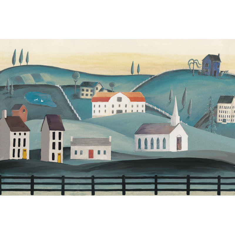 Primative Town - Wrapped Canvas Painting, 30cm H x 46cm W x 3.8cm D