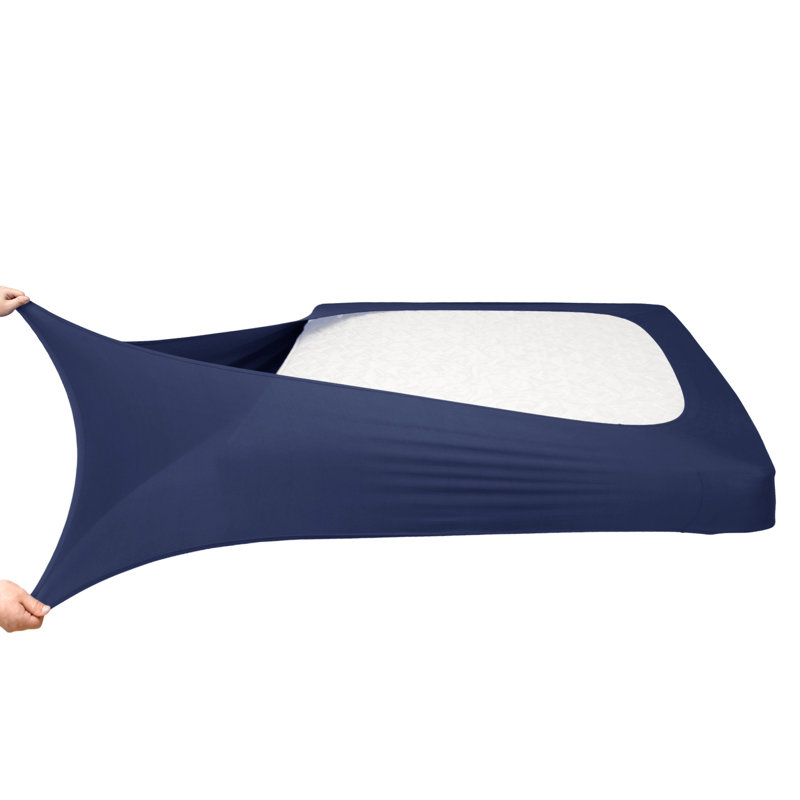 Jersey Knit Stretchy Wrap Around Box Spring Cover, Full, Navy