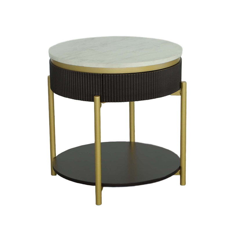 Nardine End Table with Storage, Deco Noir