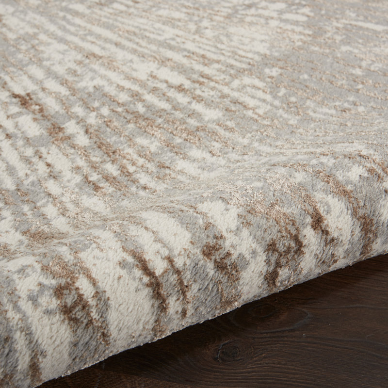Gray and Gold Abstract 8' x 10' Synthetic Area Rug