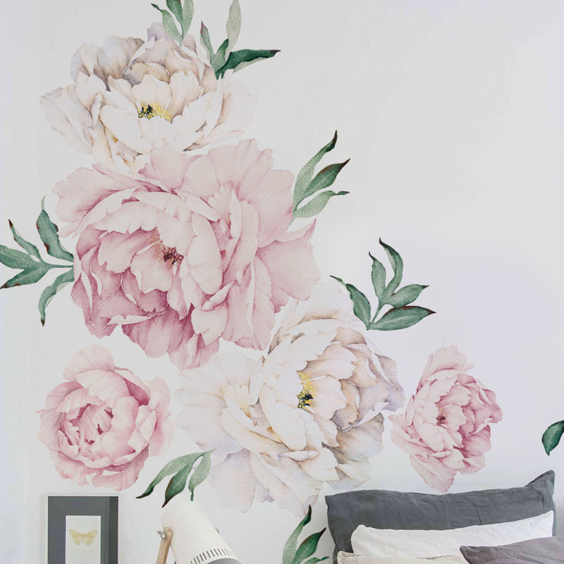 Adhésif décoratif fleurs de pivoine, Rose vintage