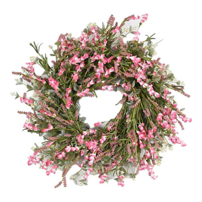 Couronne de porte 26 po avec fleurs sauvages artificielles printemps et été pour mariage
