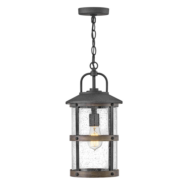 Lakehouse 1 -Bulb 17.75" H Outdoor Hanging Lantern, Aged Zinc