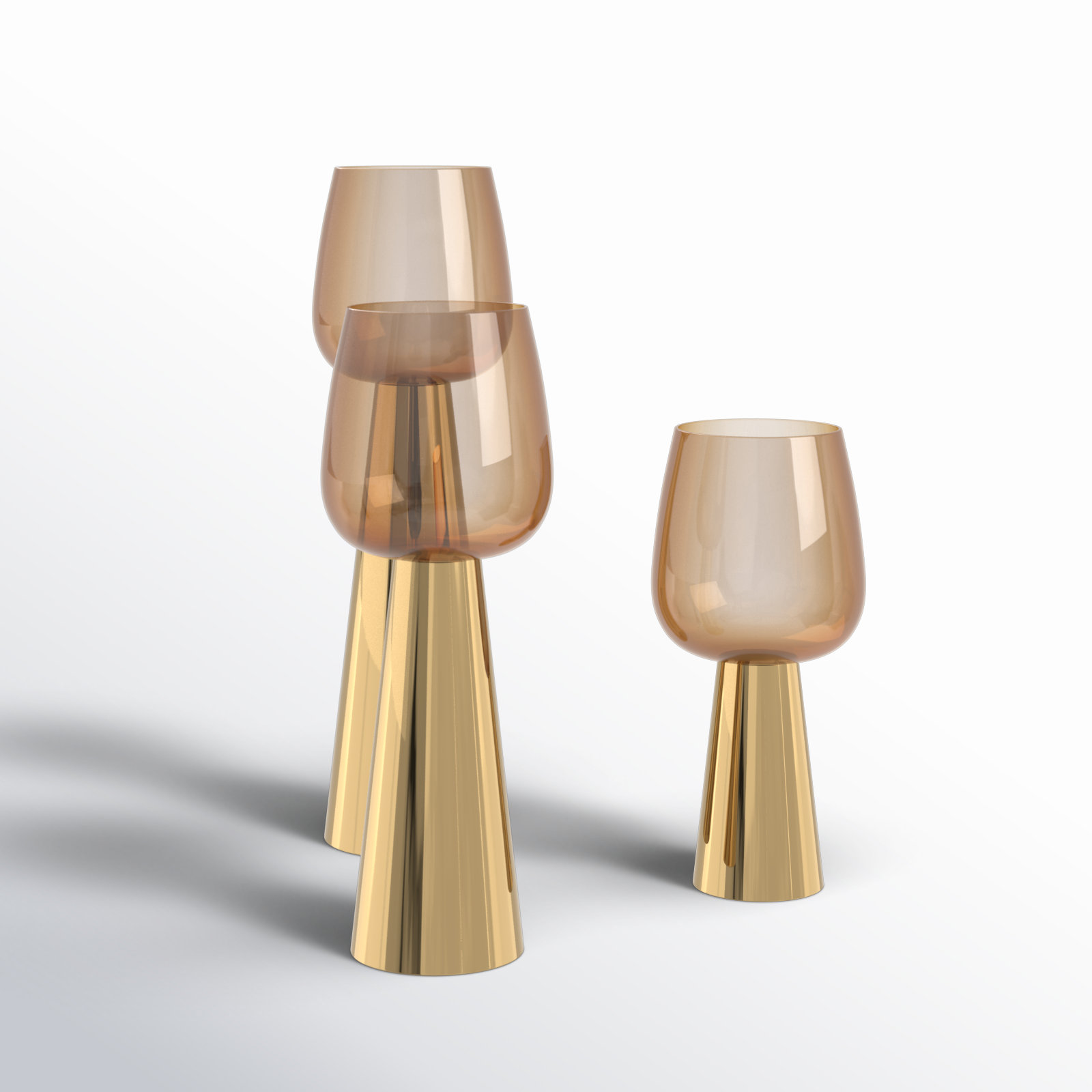 Merriweather 3-Piece Candle Holder Set, Polished Gold