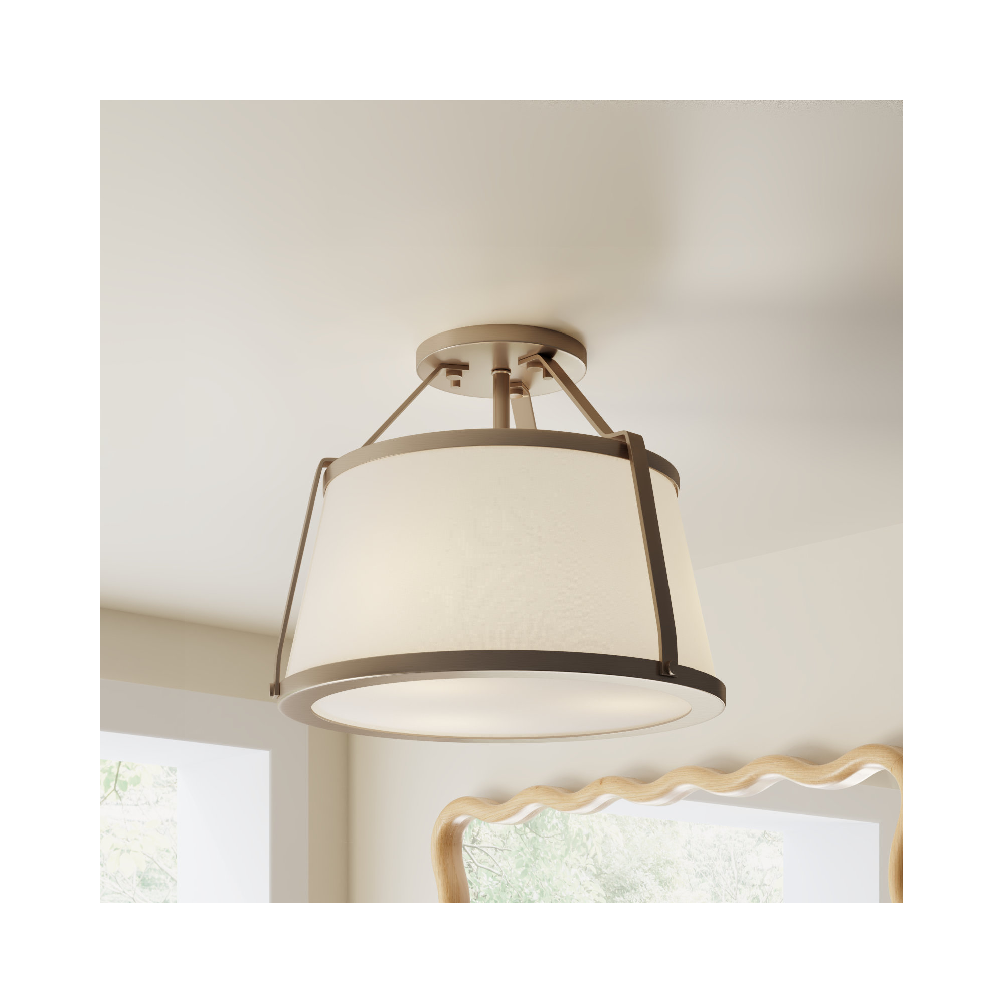 Vonnie 3 Light Semi Flush Mount, Burnished Brass