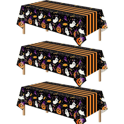 Lot de 3 nappes d'Halloween, nappes de table effrayantes pour décorations d'Halloween à l'intérieur, décoration de table festive pour maison hantée, fêtes costumées et célébrations saisonnières
