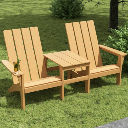 Danese All-Weather HDPE Adirondack Loveseat Chair with Table