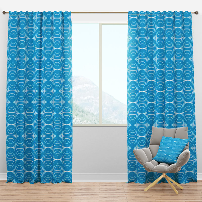 Panneau de rideau simple semi-diaphane avec passe-tringle Mid-Century Wave, l 52 po x L 95 po