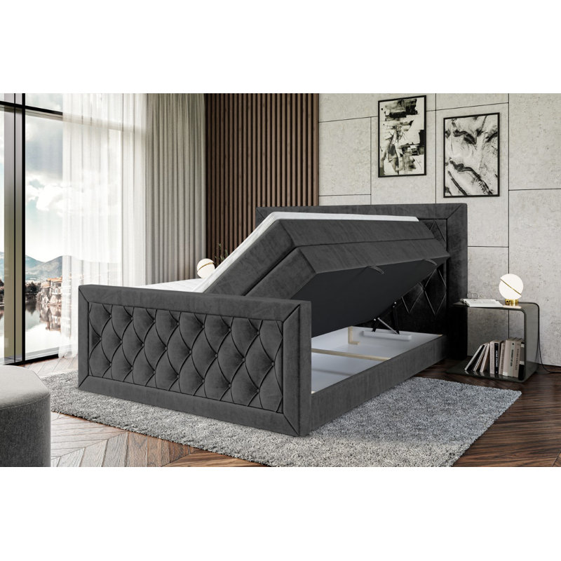 Falkner Pocket Spring Mattress Divan Bed Set, 180cm W x 200cm L, Black
