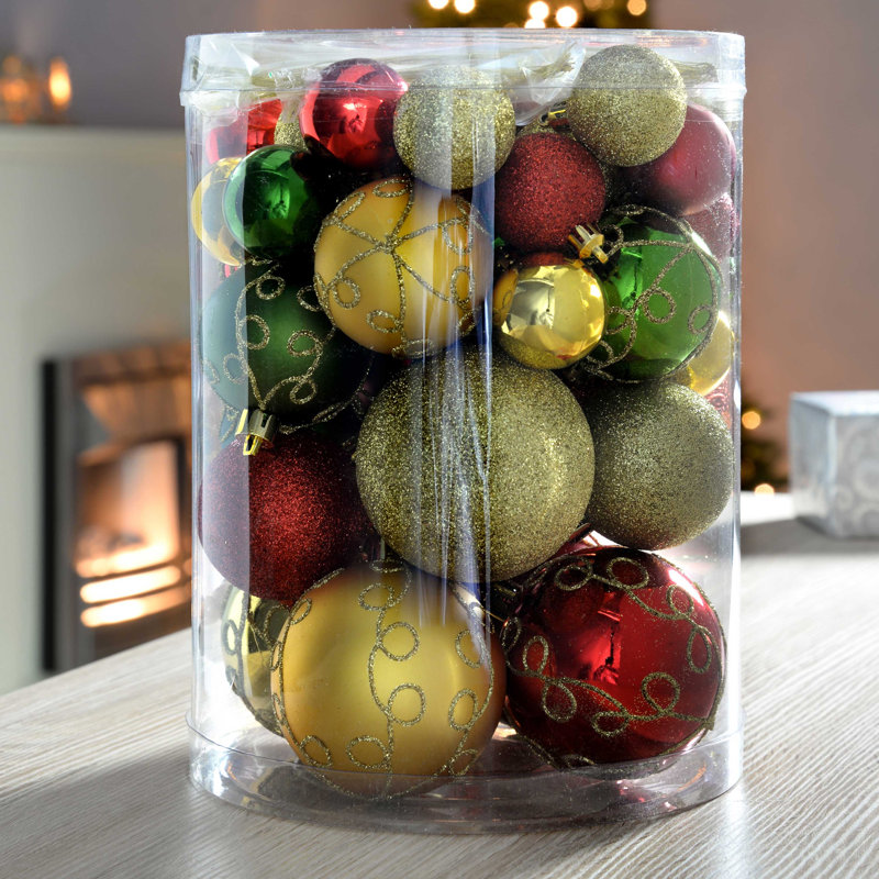 24.39cm Bauble, Red/Gold/Green