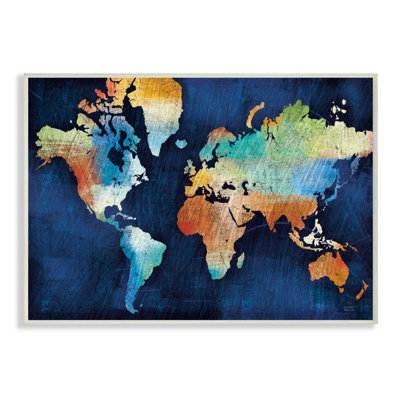 «World Map Modern Rainbow Textured Design» par Michael Mullen - impression d'art graphique