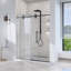 Porte de douche coulissante simple sans cadre de 44 à 48 po de hauteur H 76 po - Verre trempé transparent de 5/16 po (8 mm), conception de dérivation avec finition noir mat