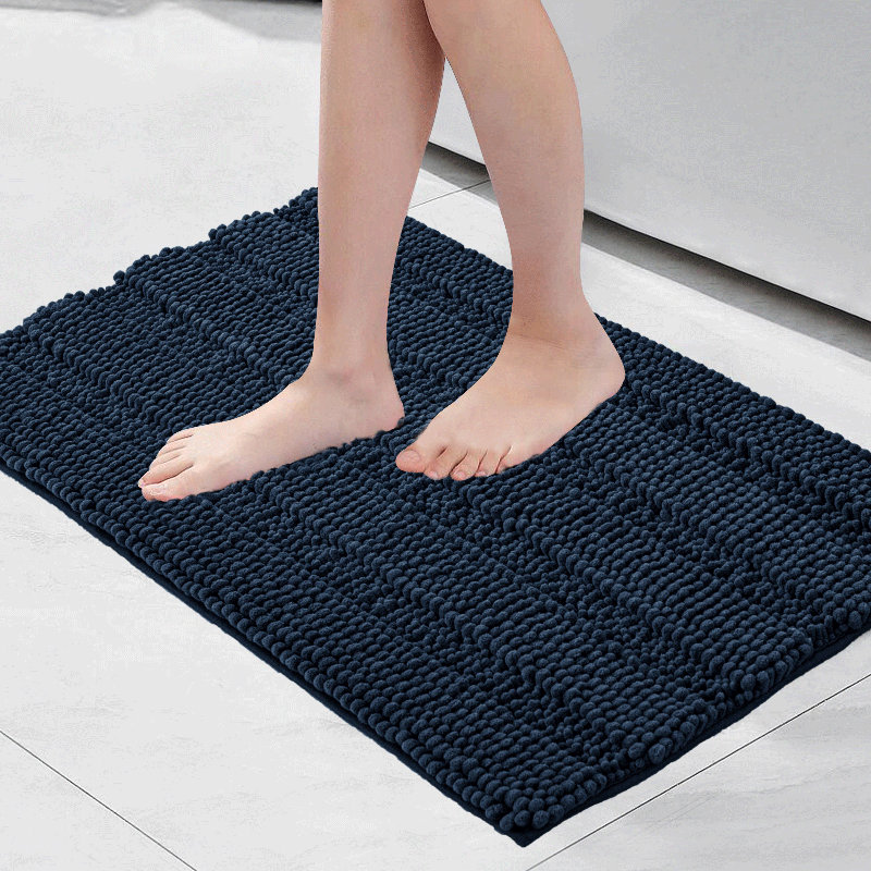 Tapis pour salle de bain Faddis, Marine, Simple - L 48 po x l 18 po