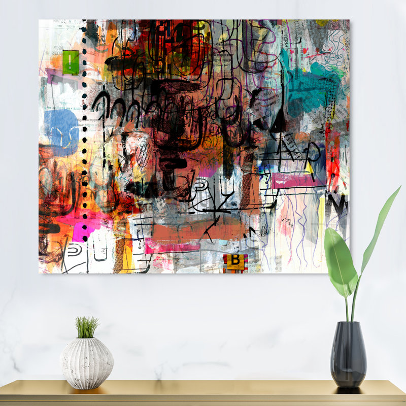 "Abstract Collage Pop Art", reproduction sur toile flottante, H 30 po x l 40 po x P 1,5 po, Cadre naturel flottant