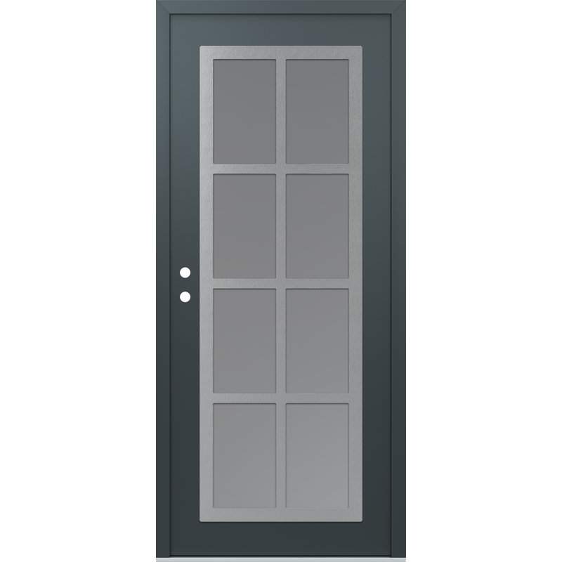 C16 droite 36 po X 80 po Porte d'entrée avant à panneau en verre givré anthracite et anthracite, Droite