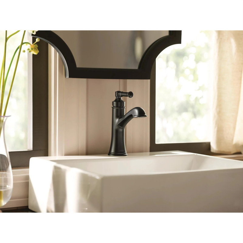 MOEN Dartmoor Single Handle 1-Hole Bathroom Faucet with Drain Kit Included in Matte Black