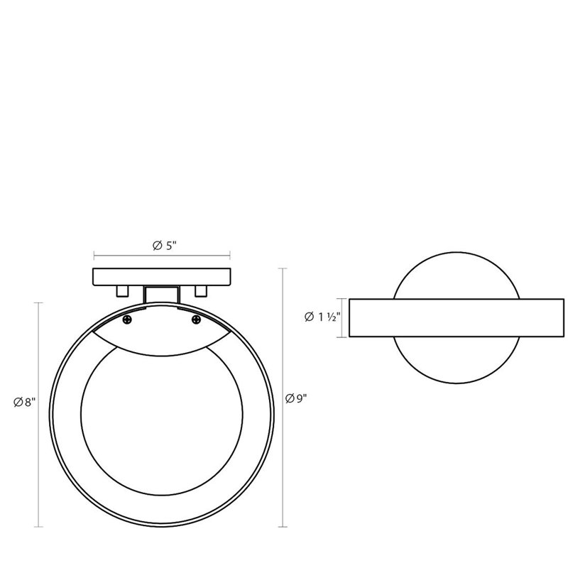 Guide Ring 1 - Light LED Armed Sconce, Satin Black/White