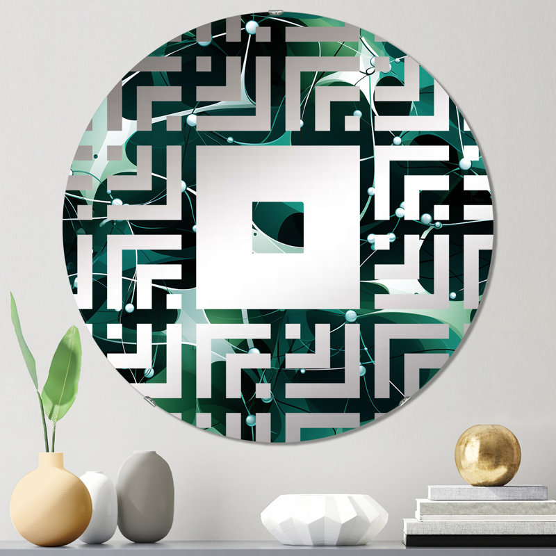 Green Popart Techno Tangles - Square Wall Mirror, 23.6" x 23.6"