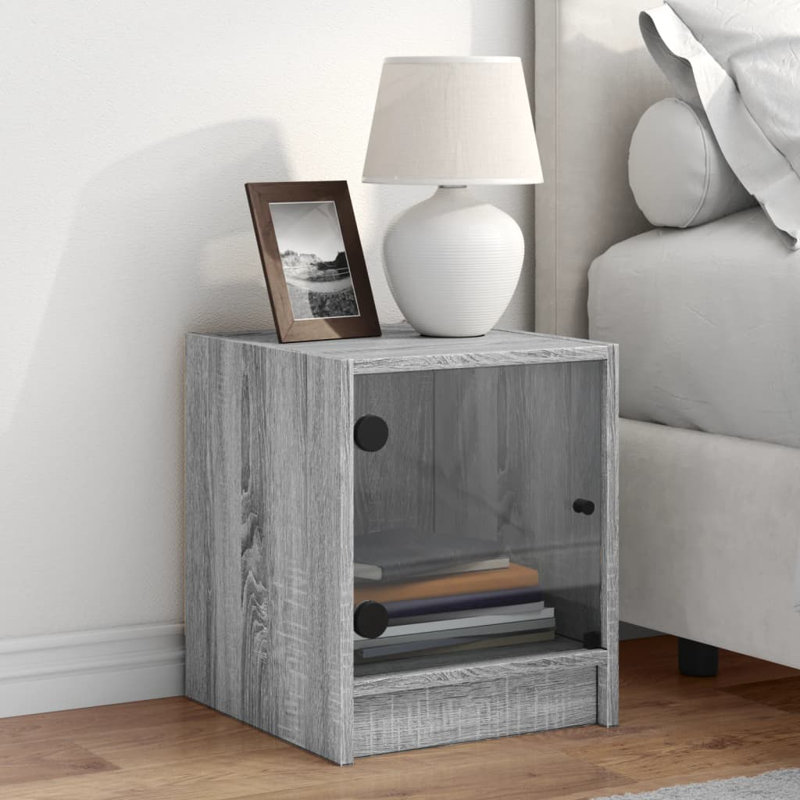 Massiyah 35cm W Manufactured Wood Bedside Table, Grey Sonoma, Set of 2