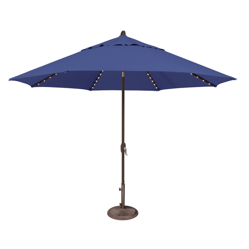 Parasol éclairé 132 po Lariat, Bleu ciel, Bronze
