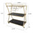 Gold Bar Carts with 3 Tier, Black Glass Shelves