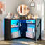 Pentagonal Corner Computer Desk with Charging Station, Adjustable Led Lighting-38239140