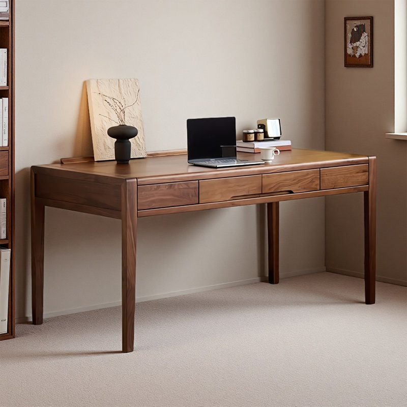 Simple Black Walnut Solid Wood Rectangular Desk