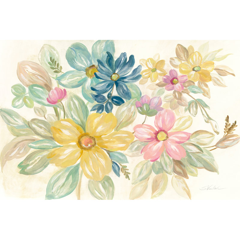 «June Bloom», peinture encadrée, Non, H 8 po x l 12 po x P 1,25 po, Cadre flottant doré