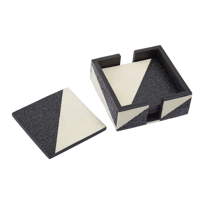 Resin Square 4 Piece Coaster Holder Set