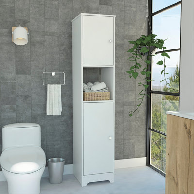Linen Cabinet, Double Doors, Four Interior  Shelves, Two Cabinets