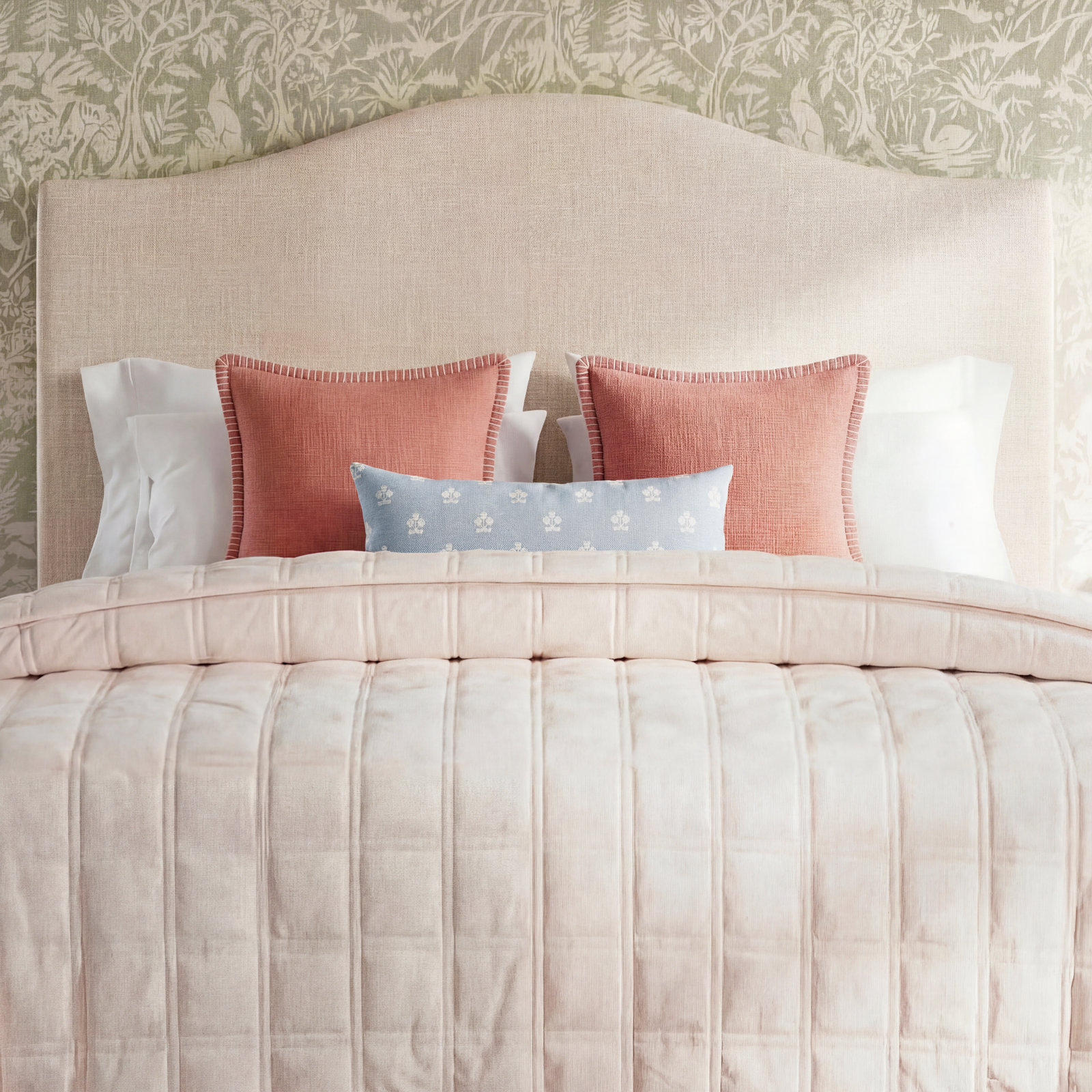 Hermosa Upholstered Panel Headboard, Zuma White Textured Linen, Queen