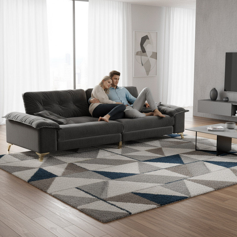 Canapé moderne en nuage avec accoudoirs amovibles extra larges, revêtement en chenille et design capitonné, Gris foncé
