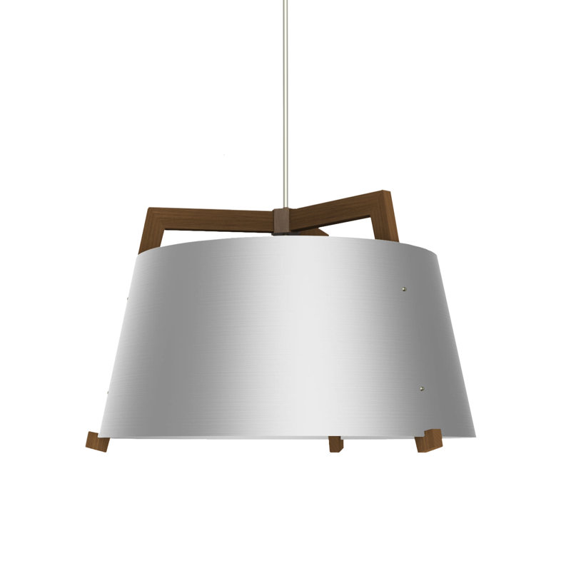 Ignis Pendant, 11.5" H x 17" W, Dark Stained Walnut/Distressed Brass, 2700K LED w/ Diffuser - Rigid