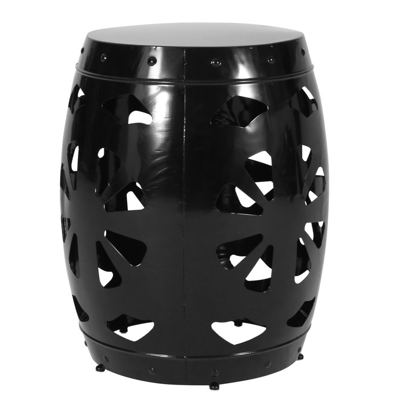 Large Metal End Table With Iron Cut Frame, Black, 16.5"X16.5"X20.75", No Assembly Needed, Powder-Coated Elegant Detail, Assembly, Frame