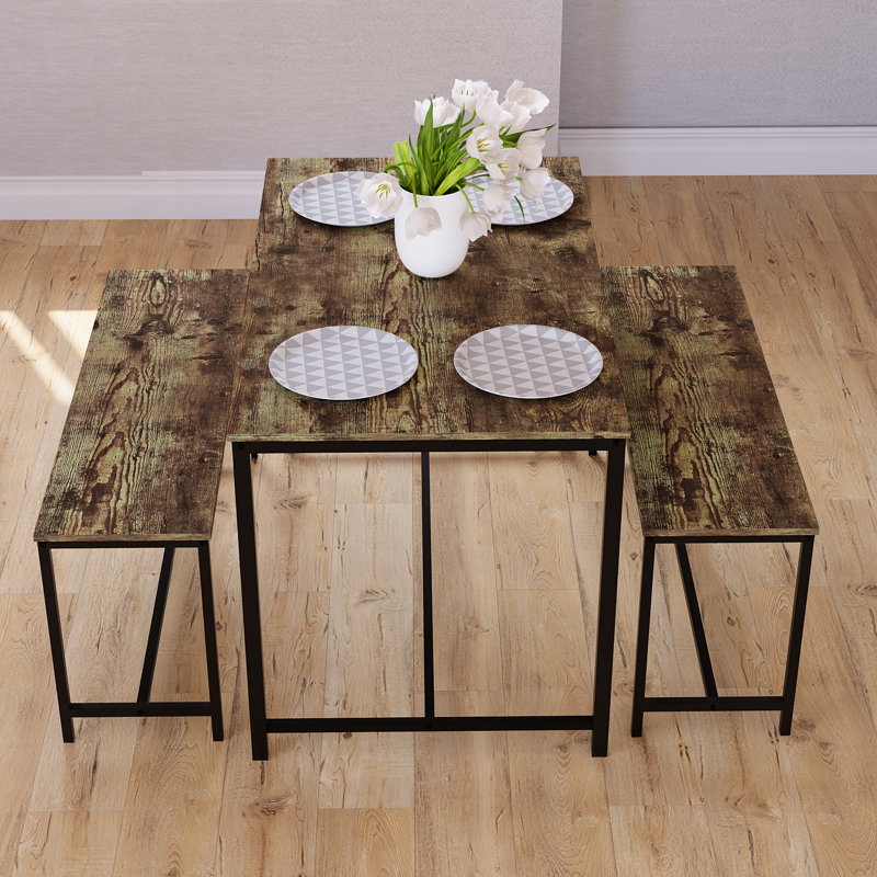 Sylvie 4 - Person Patio Dining Set with Rectangular Table, Dark Wood