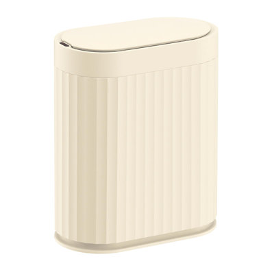 Bathroom Trash Can Motion Sensor 2 Gallon Automatic Garbage Slim Plastic Smart Bin With Lid White Grey