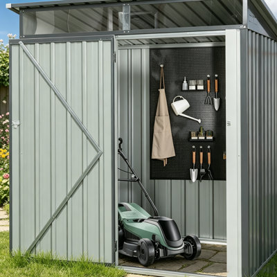 Abri de rangement extérieur en métal 5 pi x 3 pi gris transparent