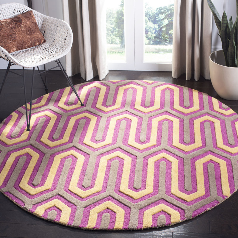 Tapis géométrique en laine touffeté à la main Deedgra, Rond 6 pi