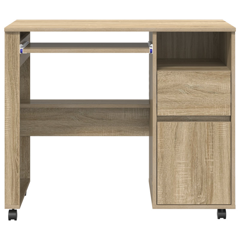 Computer Desk Engineered Wood Compact Drawers, Sonoma Oak