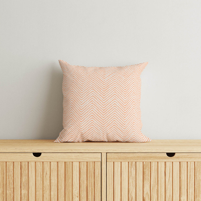 Coussin Chevron Groove, Pêche / orange, H 20 po x l 20 po