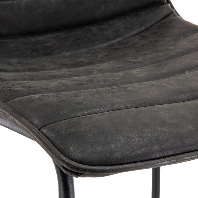 Tabouret de bar rembourré en cuir Brooklyn, Noir anthracite