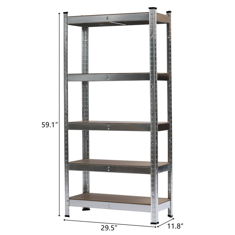 Iylan Steel Storage Rack, 11.81" H x 59.05" W x 27.55" D, Silver