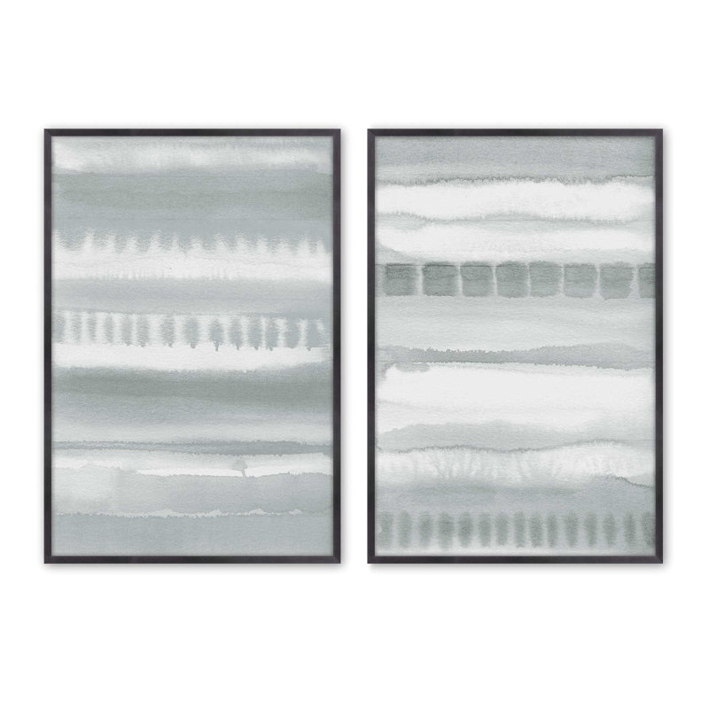 Ensemble de 2 impressions à dégradé doux, H 15,5 po x l 23,5 po x P 1,25 po, Cadre en zinc patiné