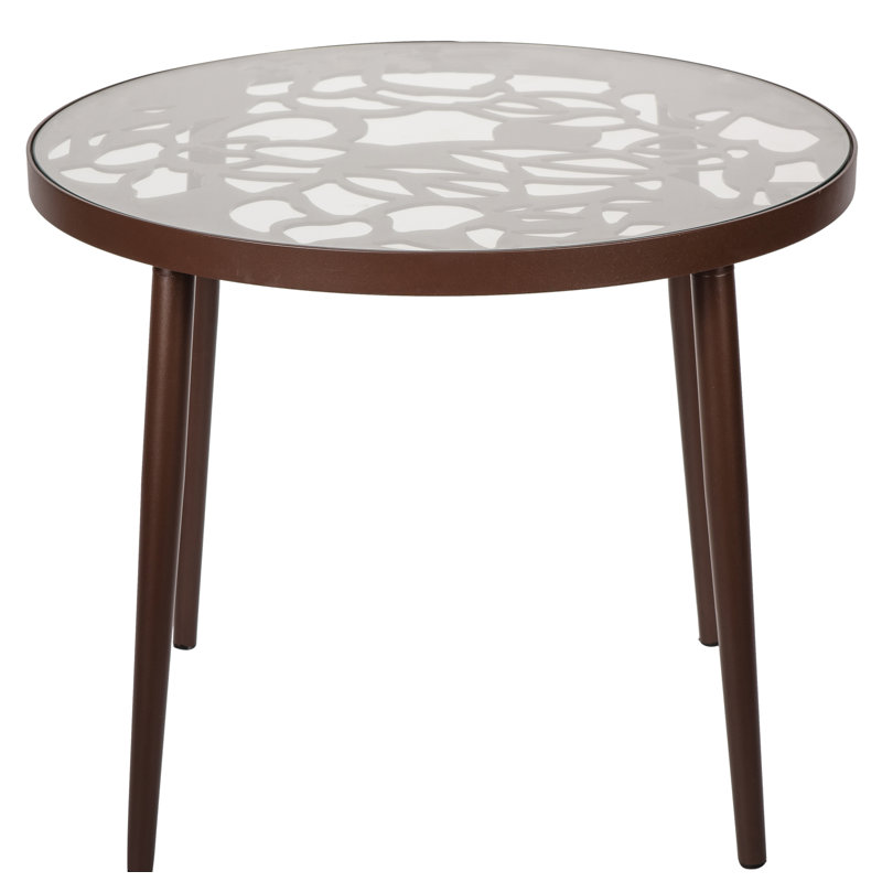 Table d'appoint avec plateau en verre Rabia, Brun