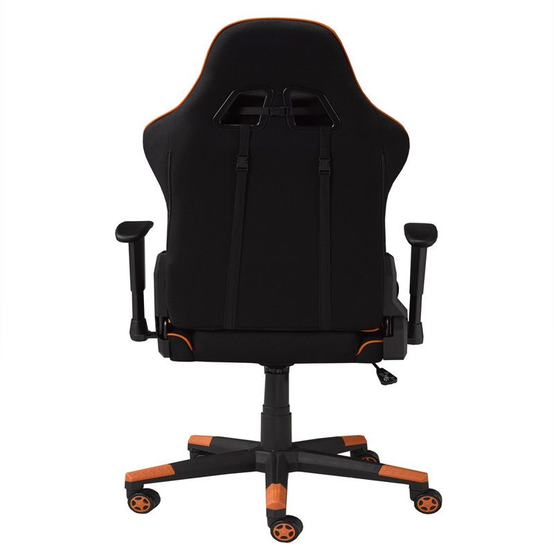 Inbox Zero Adjustable Swiveling PC & Racing Game Chair, Black/Orange