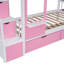 Lit superposé simple rose, 2 tiroirs, 3 tablettes et glissade, lit de chambre unique au style naturel-129943897-129943900